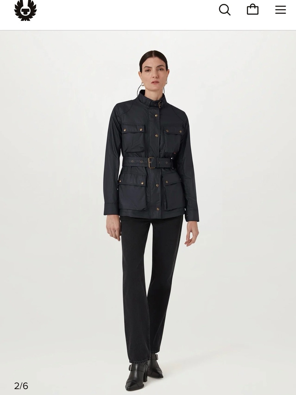 Belstaff Women's Trailmaster Icon Navy Waxed Cotton Belted Moto Jacket